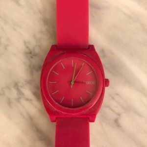 Pink Nixon Watch with Green Accents